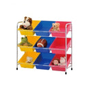 Storage Rack Organiser With 9 Bins And Steel Frame