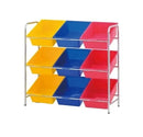 Storage Rack Organiser With 9 Bins And Steel Frame