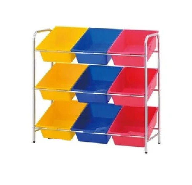 Storage Rack Organiser With 9 Bins And Steel Frame