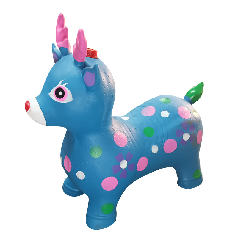 Ride On Hopper Baby Reindeer Polka Blue with Music - 53 x 22 x 45cm (7709530161307)