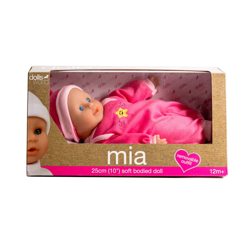 Dollsworld Mia Doll Dark Pink Soft Body With Removable Outfit And Hat) - 25Cm (10") (6897587912859)