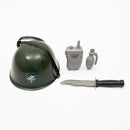 Army Costume With Walkie Talkie, Grenade, Helmet & Dagger