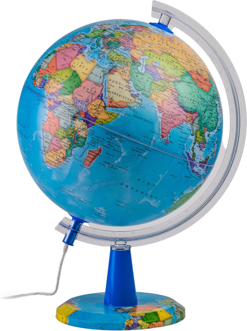 Gurbuz Modern Political Illuminated Globe With Graphic Stand - 30cm (7808442466459)