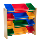 12 Bin Storage Organiser with Wooden Frame