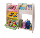 5 Bin Storage Organiser with School Bag Storage and Book Shelves