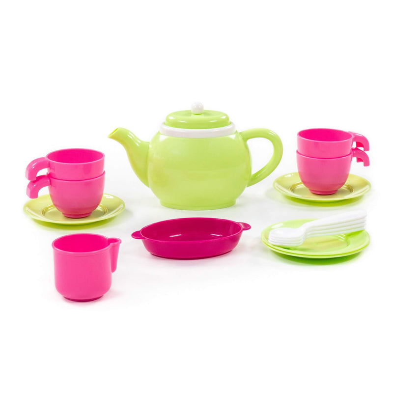 Polesie Kids Tea Set 16 Piece - pink and green (7705322291355)