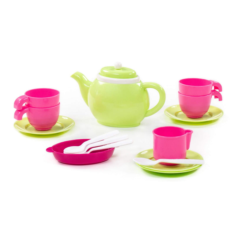 Polesie Kids Tea Set 16 Piece - pink and green (7705322291355)