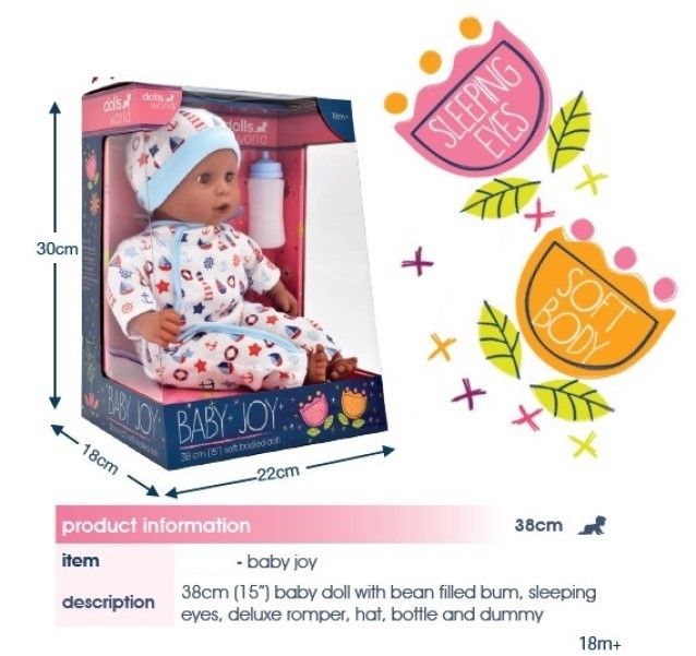 Dollsworld African Boy Joy Doll 38cm (15”) with Sailor Outfit