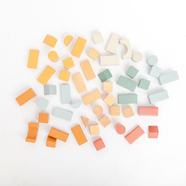 Zookabee Wooden Blocks 50pc - with Shape Sorter Lid