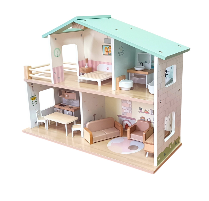 Zookabee 2-Storey Wooden Dollhouse Furnished