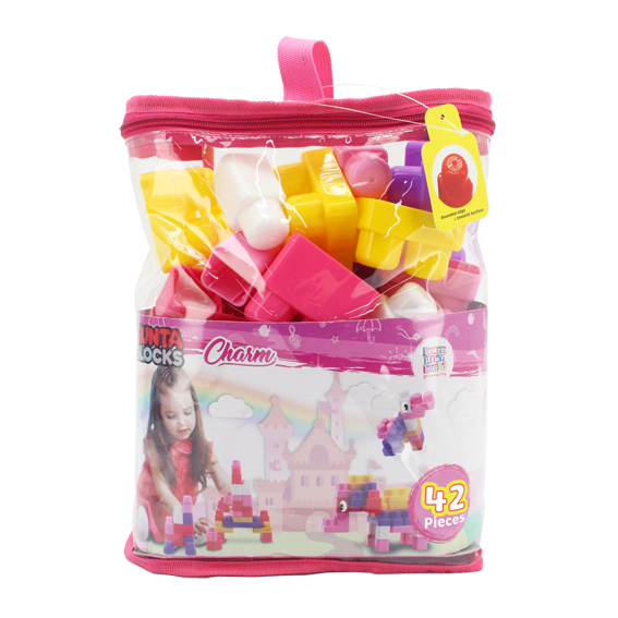 SUNTA Girls Building Blocks Round Edges & Stickers - 42 Pieces In Carry Bag (7808192577691)