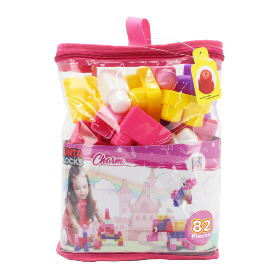 SUNTA Girls Building Blocks Round Edges & Stickers - 82 Pieces In Carry Bag (7808205488283)