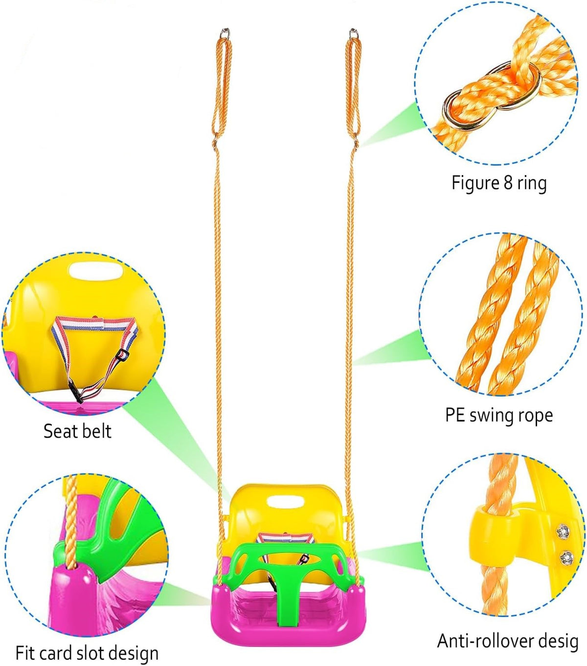 Playfree - 3 in 1 Baby Toddler Swing Seat - Pink