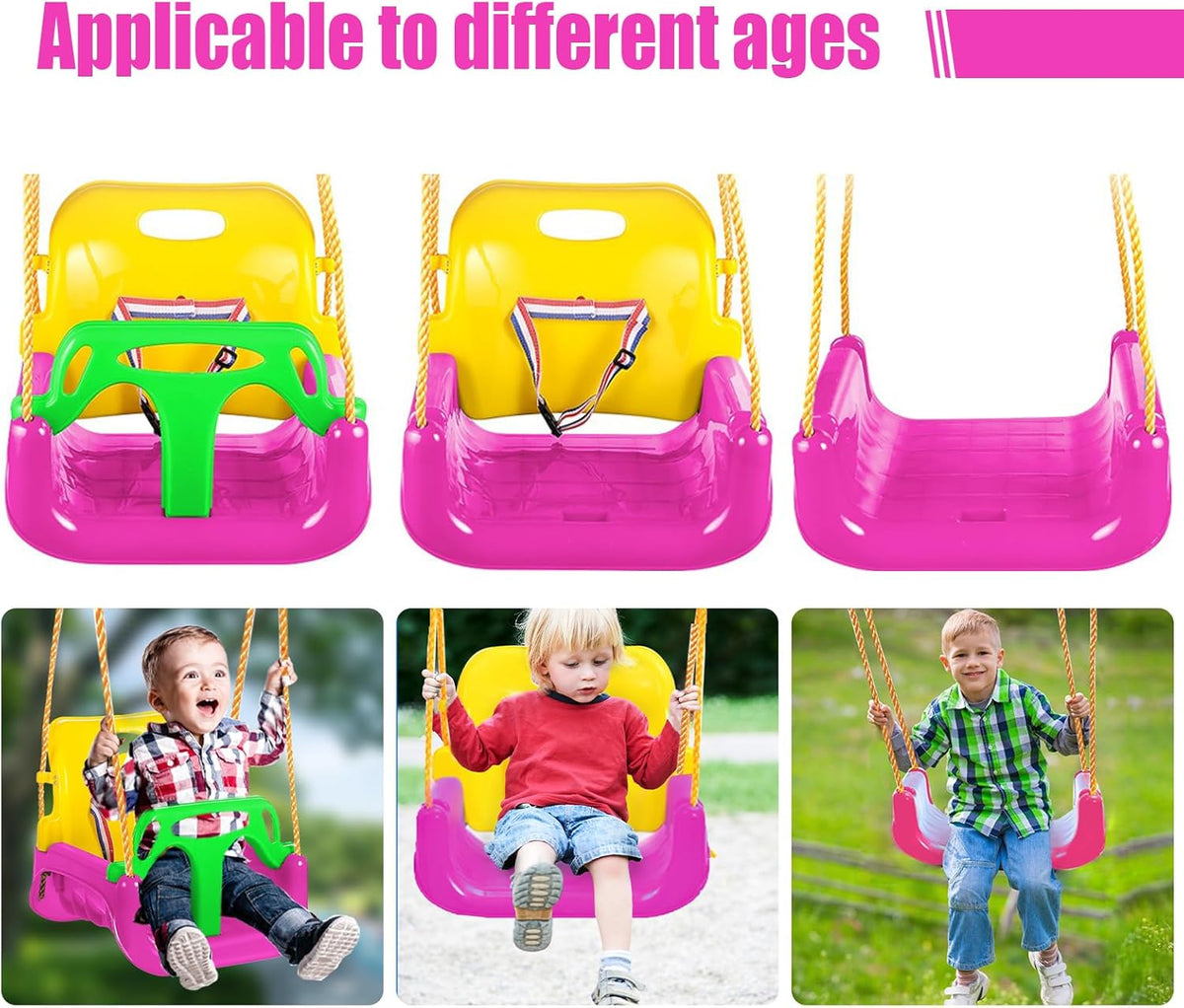 Playfree - 3 in 1 Baby Toddler Swing Seat - Pink