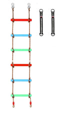 PLAYFREE 6 Step & Swing Climbing Ladder With Metal Hooks & Straps
