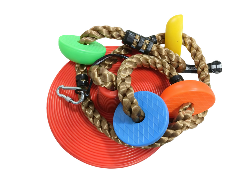 PLAYFREE 30cm Red Disc Swing With Colourful Climbing Platforms
