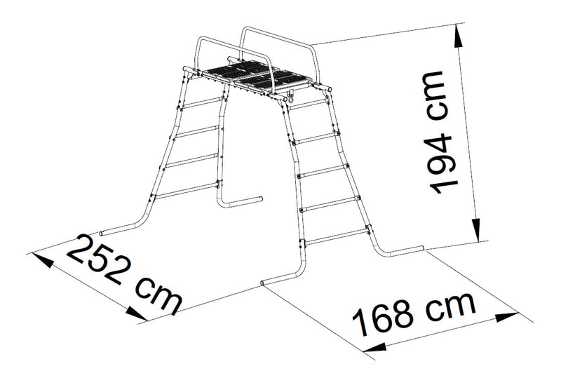 PLAYFREE Climbing Frame Bridge Platform with Handle Bars and Swing Hooks
