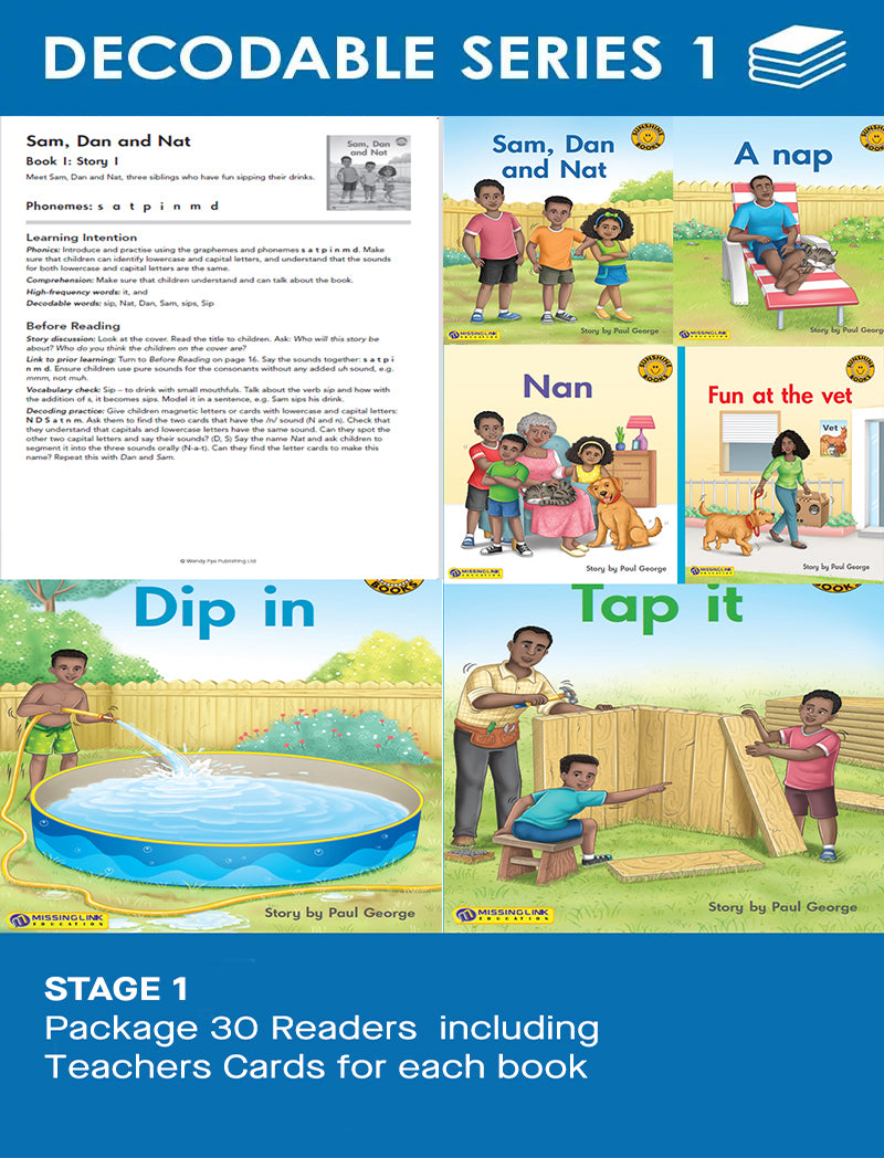 African Sunshine Phonics Stage 1 - Set of 30 Readers and 61 Teachers C