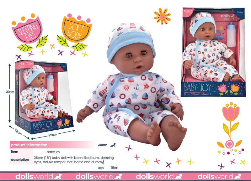 Dollsworld African Boy Joy Doll 38cm (15”) with Sailor Outfit