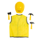 Construction Worker Yellow Role Play Costume With Helmet & Tools