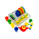 Pretend Play Kids Tea & Dinner Party Set with Drainer Rack - 43 Pieces Boxed