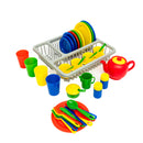 Pretend Play Kids Tea & Dinner Party Set with Drainer Rack - 43 Pieces Boxed