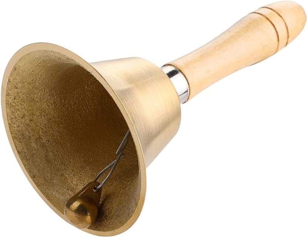 Brass School Bell - 9.5cm(Día)-16cm(H) - Each