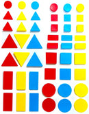 Maths Attribute Blocks 48 Pieces - 4 Shapes, 3 Colours, 2 Sizes, 2 Thickness