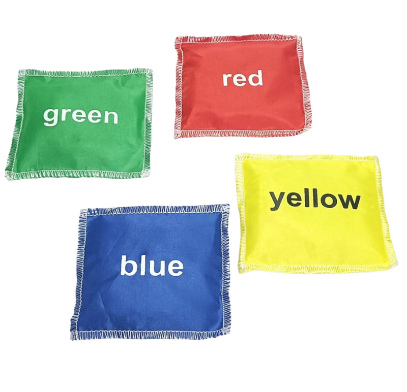 Colour Bean Bags Set Of  4 - Single Sided Print Of Colopour Name.