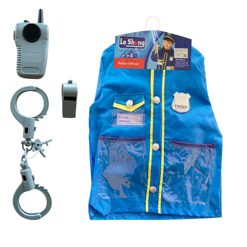 Policeman-Police Officer Costume Set with Accessories - Deluxe - Light Blue