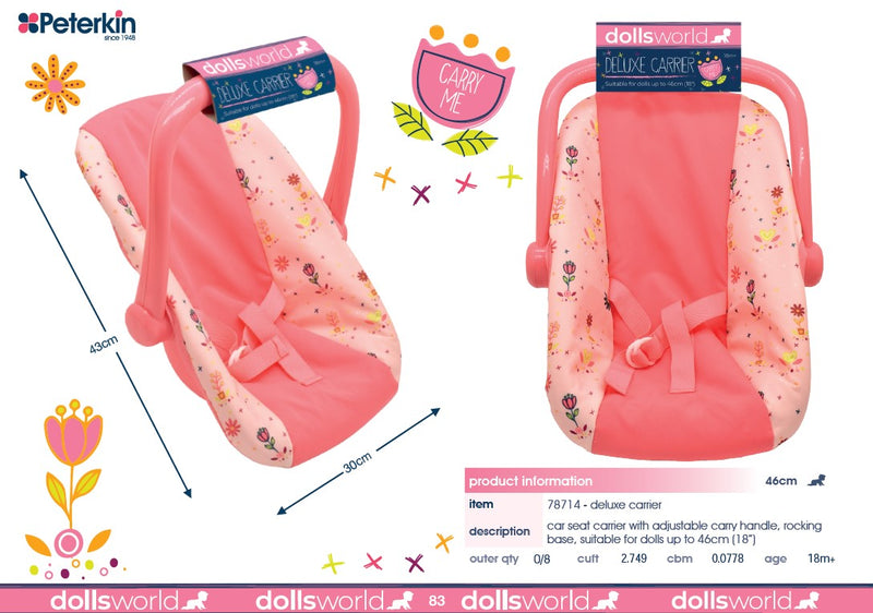 Dollsworld Doll Car Seat Carrier Flower Print
