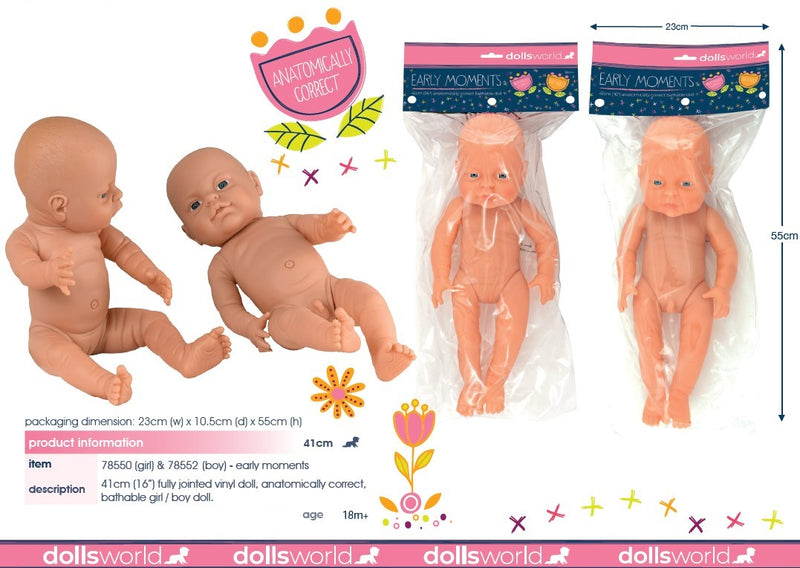 Dollsworld Newborn Baby Boy Doll 41cm (16 inch)