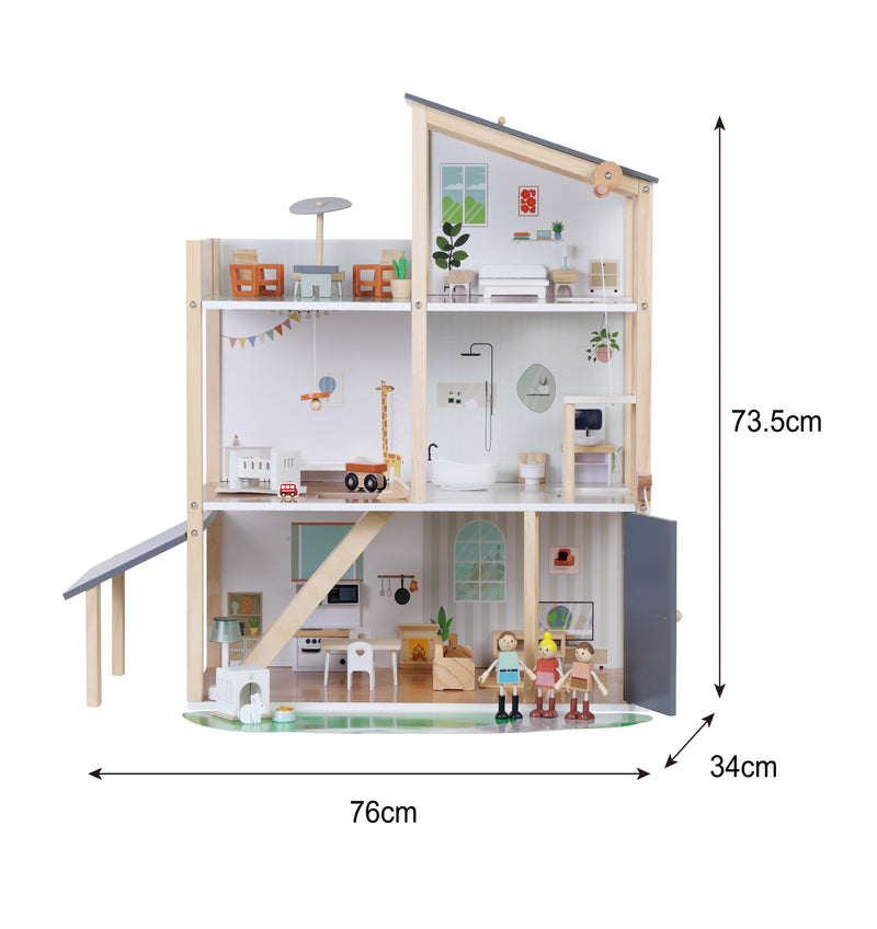 Zookabee 3-Story Modern Dollhouse Furnished