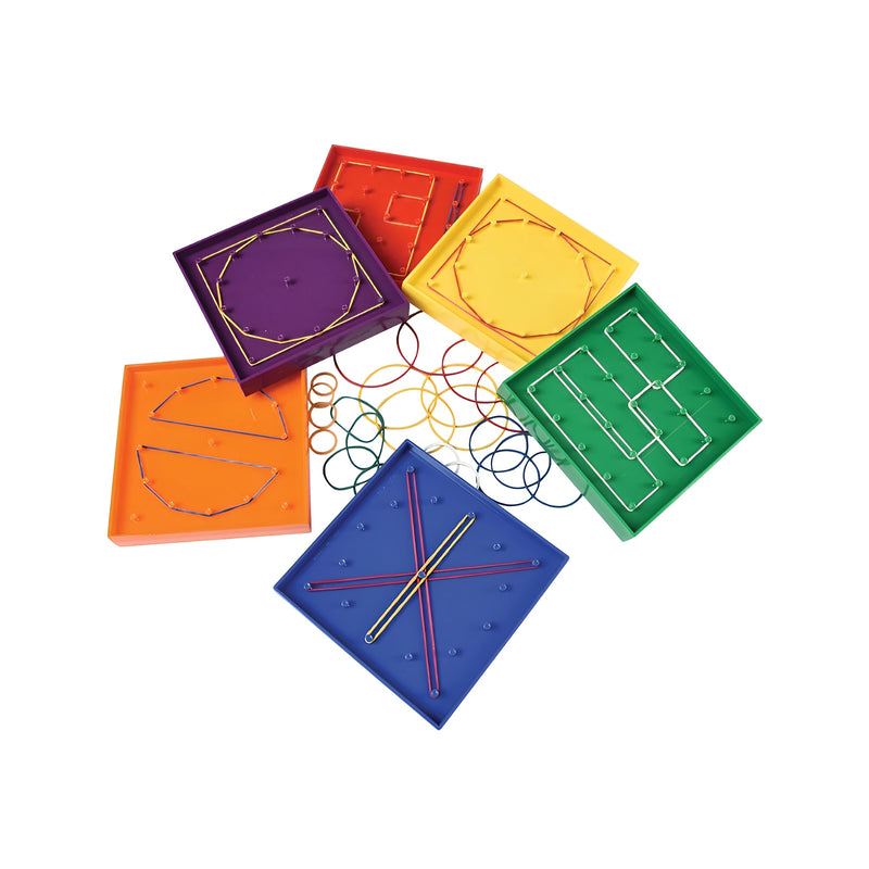 Geometry Geoboard Set - 12,6cm (6 Boards, 144 Rubber Bands)