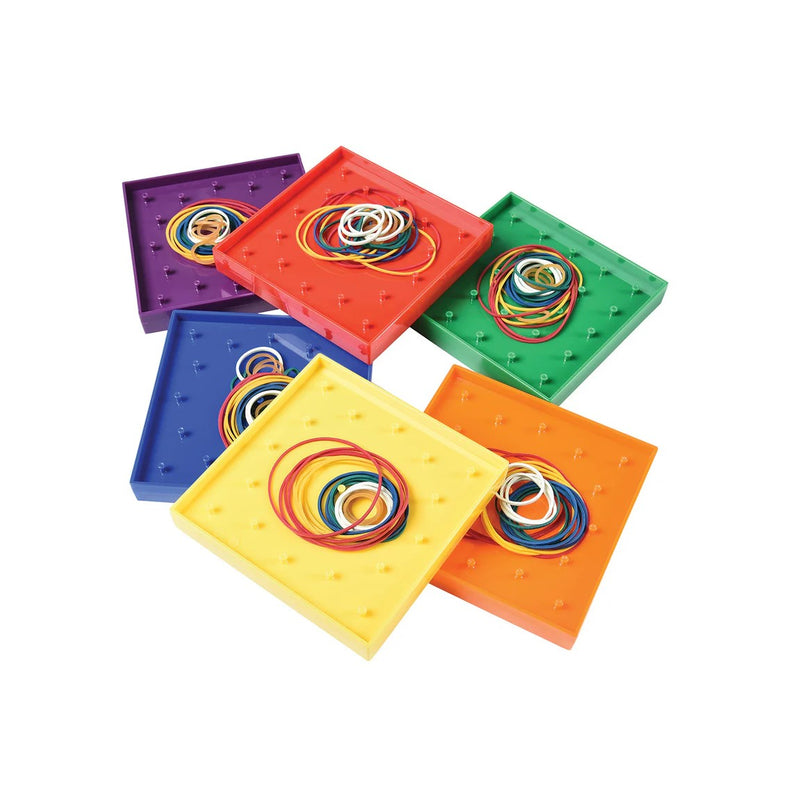 Geometry Geoboard Set - 12,6cm (6 Boards, 144 Rubber Bands)