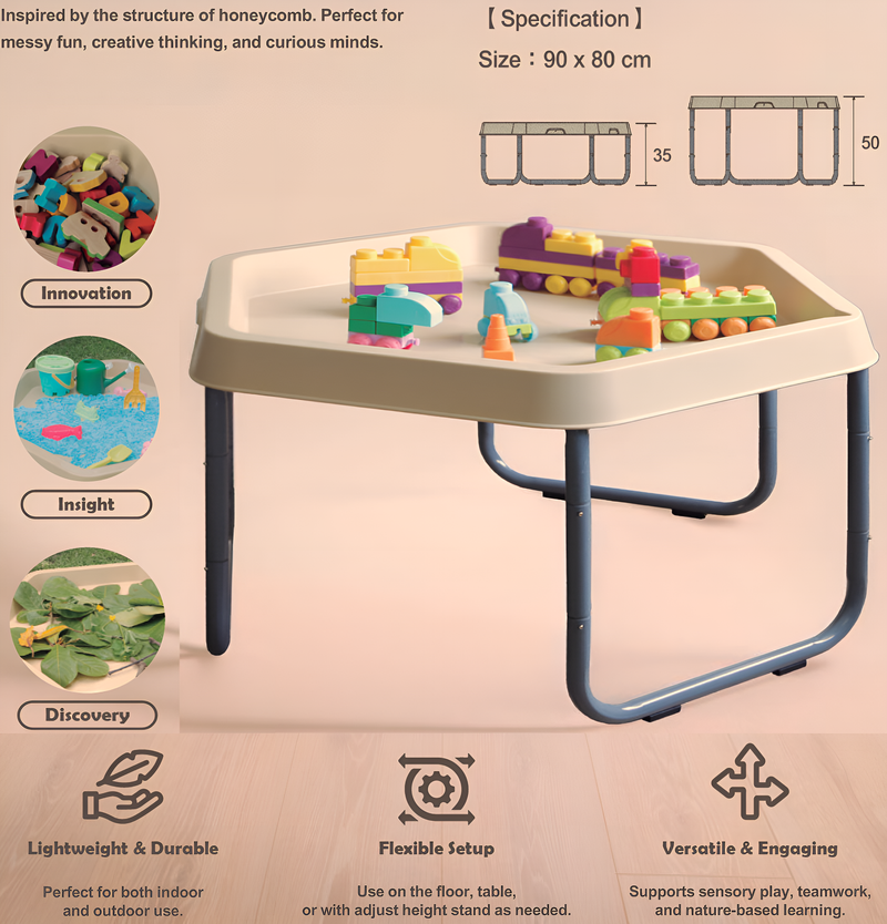 Sand and Water Play Table - Hexagonal Shape - Beige