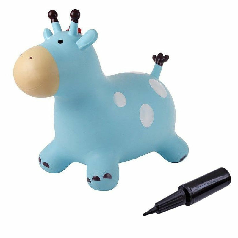 Ride On Hopper Animal Giraffe With Music Sounds & Hand Pump In Gift Box - Blue