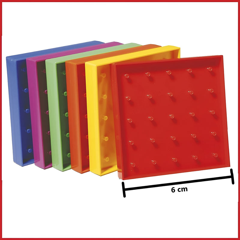 Geometry Geoboard Set - 12,6cm (6 Boards, 144 Rubber Bands)