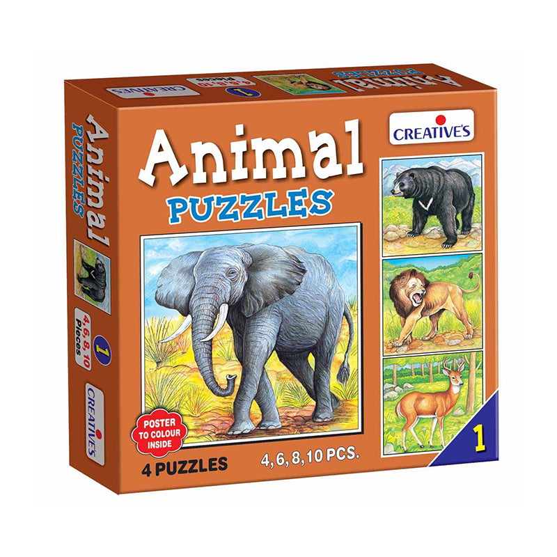 Creatives - 4 Animal Puzzles (Part 1) (4,6,8,10 Pcs)