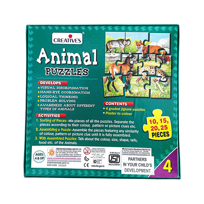 Creatives - 4 Animal Puzzles (Part 4) (10,15,20, 25 Pcs)