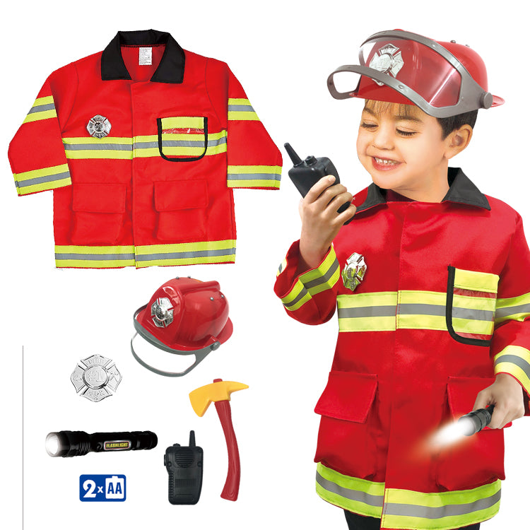 Fireman Costume With Helmet, Torch & Accessories