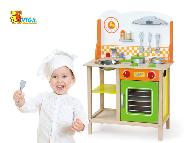 Viga Fantastic Wooden Toy Kitchen W/Accessories (7030232514715)