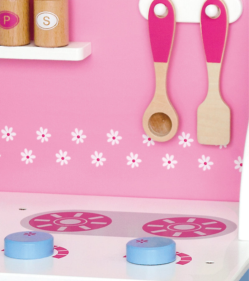 Viga Fairy Wooden Toy Kitchen With Sink Oven Stove & Accessories