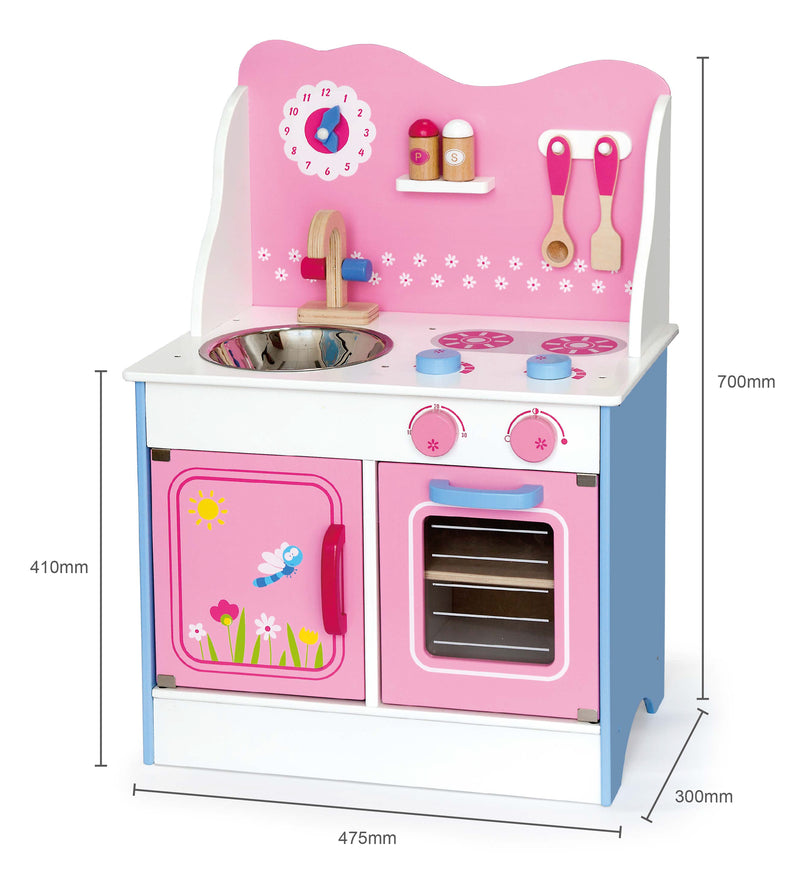 Viga Fairy Wooden Toy Kitchen With Sink Oven Stove & Accessories