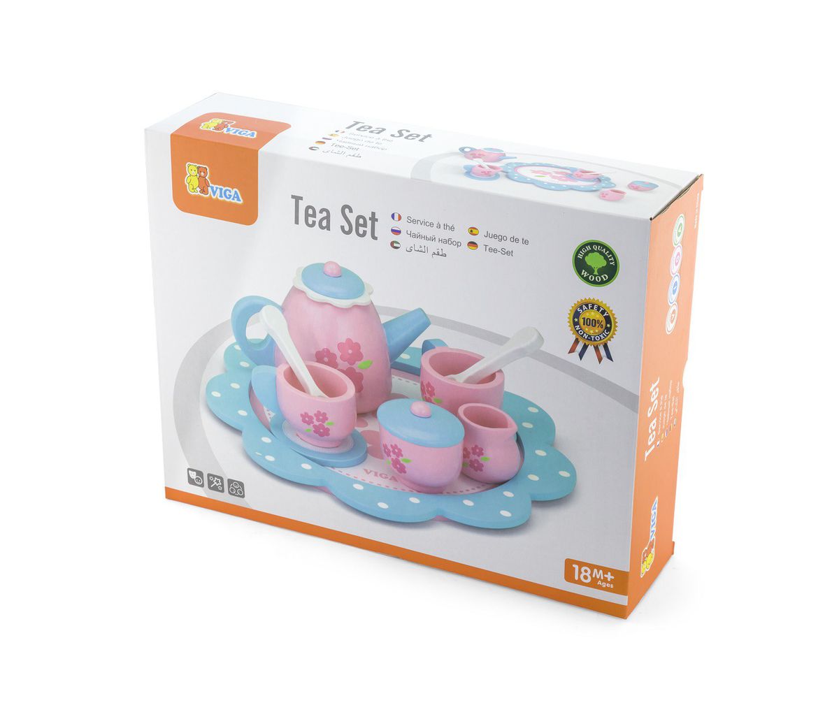 Viga Wooden Kitchen Toy Tea Set On Tray Accessory 10Pc