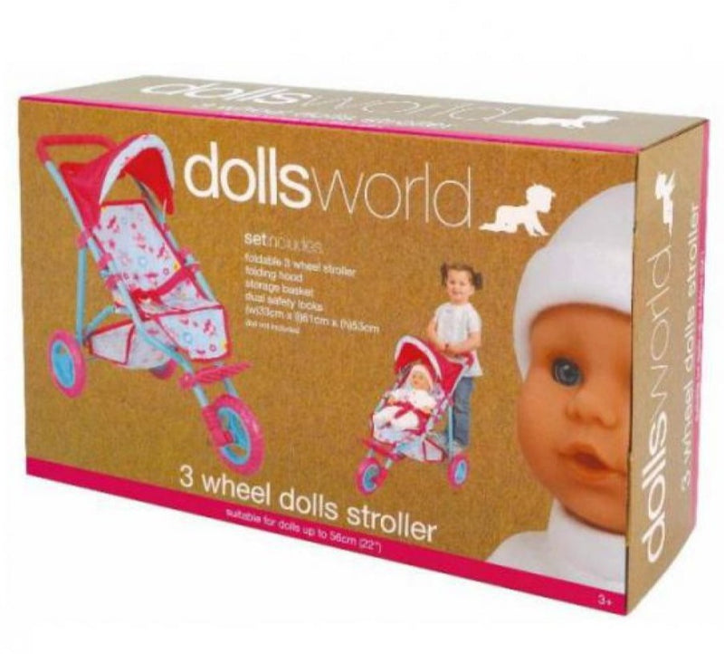 Dollsworld - 3 Wheel Doll Stroller/Pram (6897589747867)