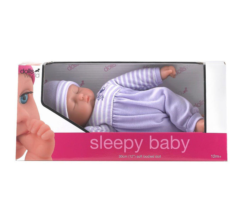 Dollsworld Newborn Sleeping Baby Doll 30cm Purple