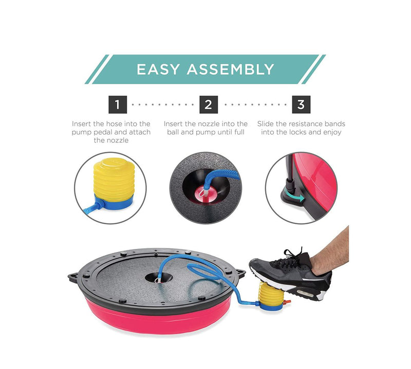 Core Bosu Balance Ball Pink (with resistance bands)