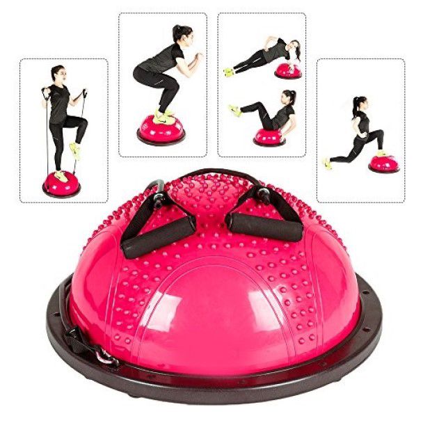 Core Bosu Balance Ball Pink (with resistance bands)