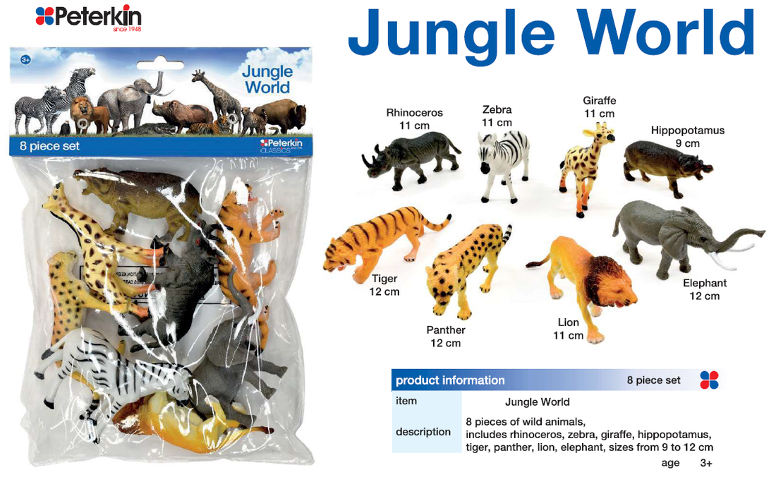 Assorted Jungle Animals in a Set 8 pieces